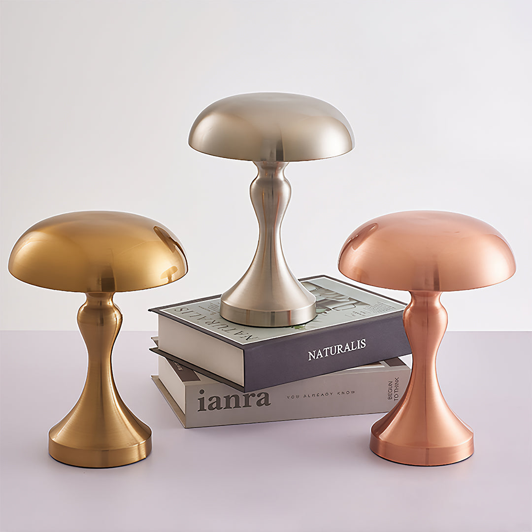 Mushroom Table Lamp, Retro Metal Dimmable LED Desk Light