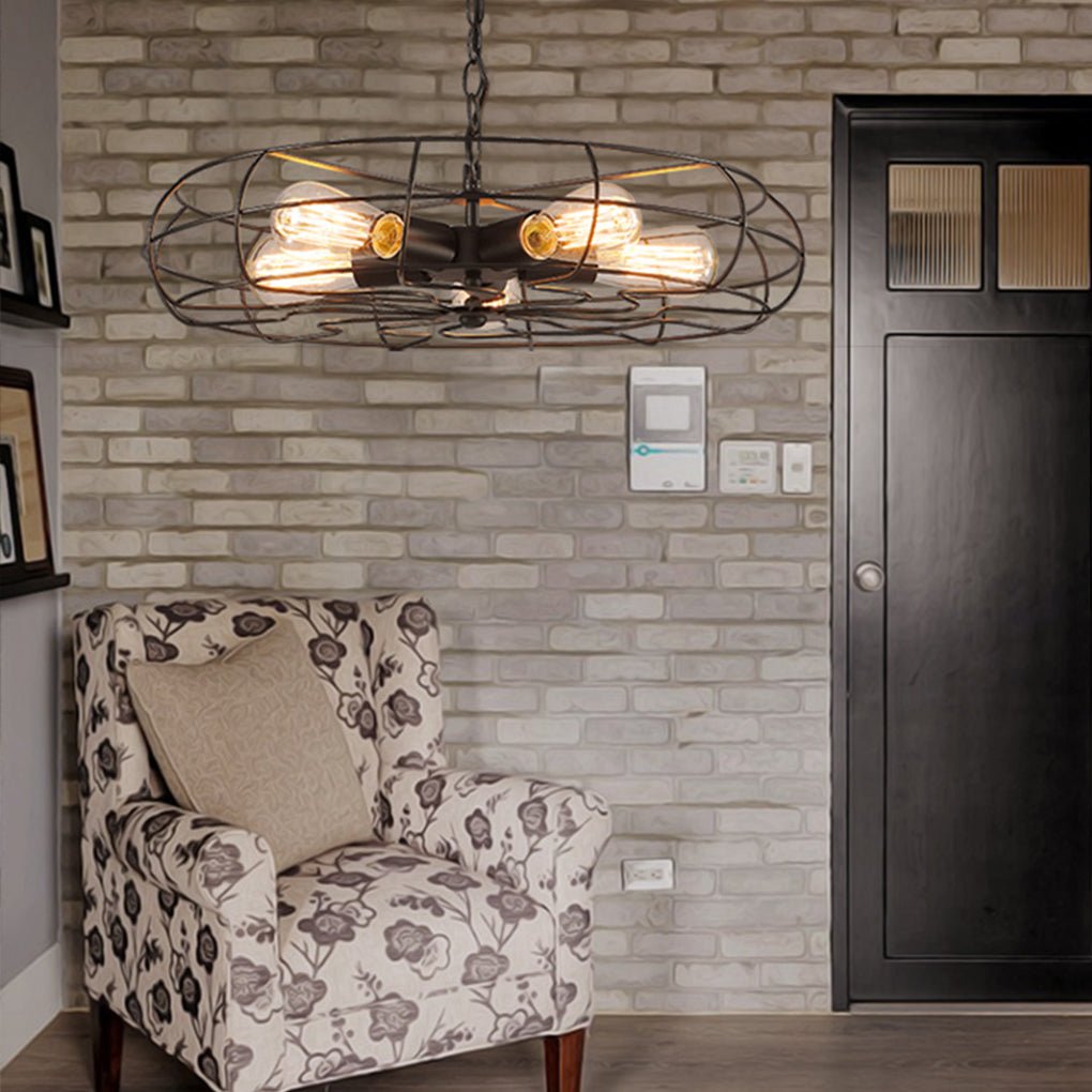 Retro Nostalgic Creative Personality Industrial Fan Chandelier For Cafe Restaurant