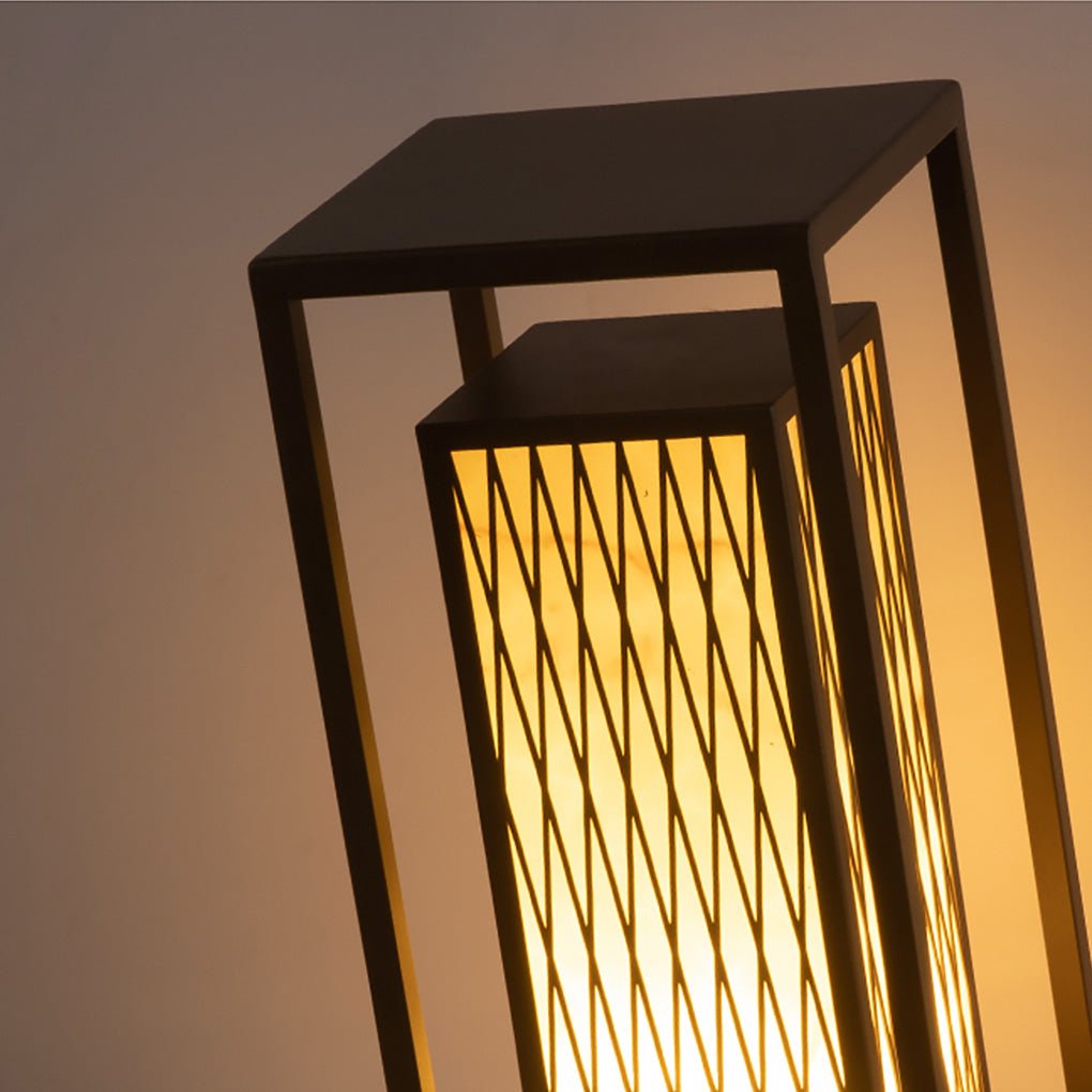Classic Asian Courtyard Rectangular LED Outdoor Wall Light in Brown