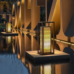 Classic Asian Courtyard Rectangular LED Outdoor Wall Light in Brown