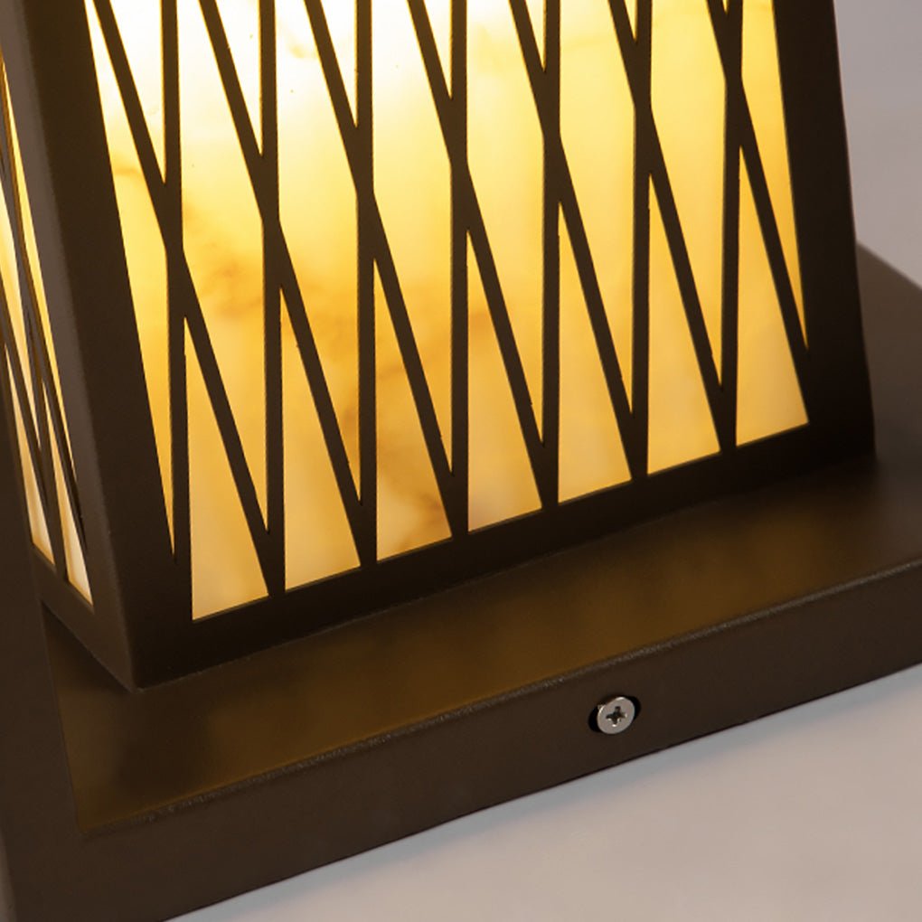 Classic Asian Courtyard Rectangular LED Outdoor Wall Light in Brown