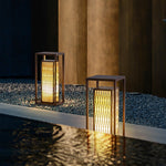 Classic Asian Courtyard Rectangular LED Outdoor Wall Light in Brown