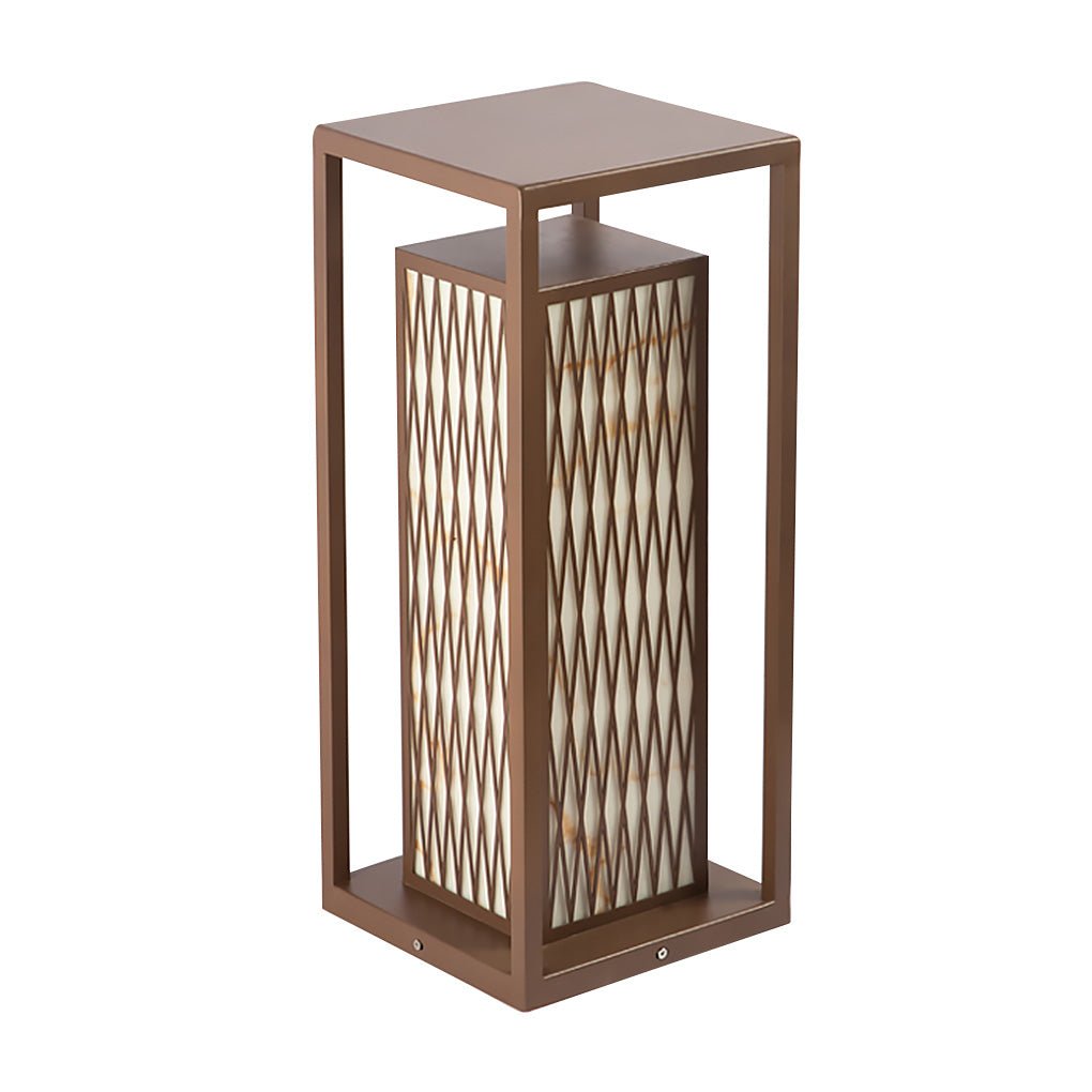 Classic Asian Courtyard Rectangular LED Outdoor Wall Light in Brown