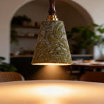French Olive Green Metal Pendant Light with Adjustable Chain