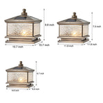 Antique Brass Square Pier Post Light with Ripple Glass Shade