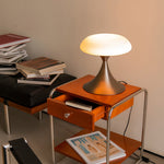 Mid-Century Modern Mushroom Table Lamp with Silver Iron Frame and LED Glow
