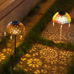 Retro Iron Umbrella Solar Pathway Lights with Multicolor LED Glow
