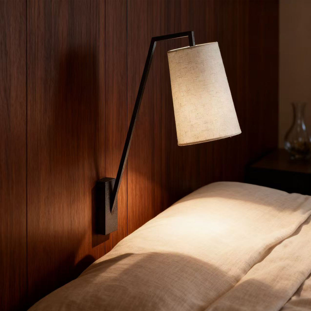 American Retro Iron Wall Sconce with Fabric Shade