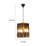 Artisan Bamboo Cuboid Pendant Light – Retro LED Suspension Lamp