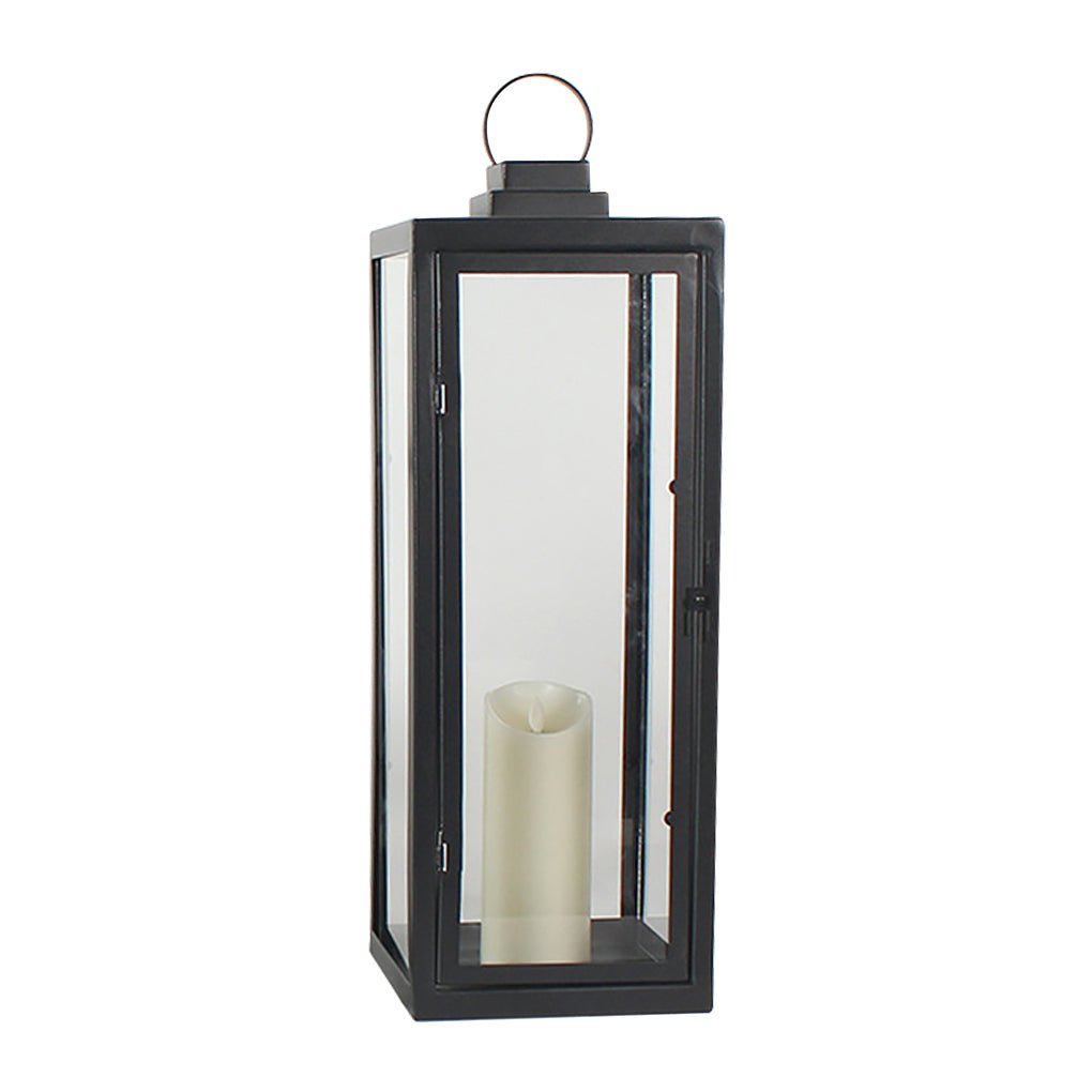 Retro Wrought Iron Glass Candle Holder Outdoor Windproof Portable Lamp