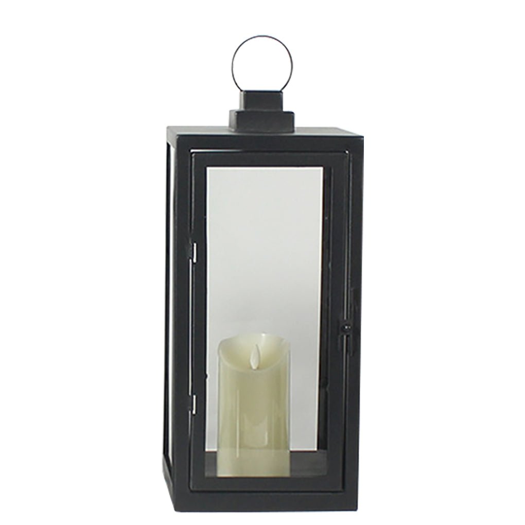 Retro Wrought Iron Glass Candle Holder Outdoor Windproof Portable Lamp