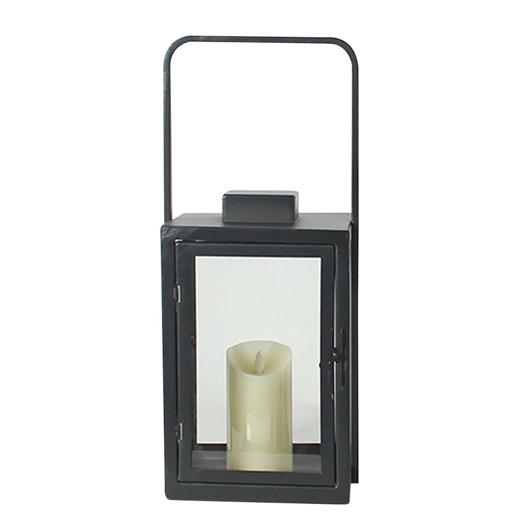 Retro Wrought Iron Glass Candle Holder Outdoor Windproof Portable Lamp