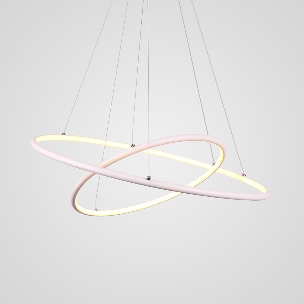 Modern Led Chandelier Minimalist 2 Ring Geometric Lights With Adjustable Height