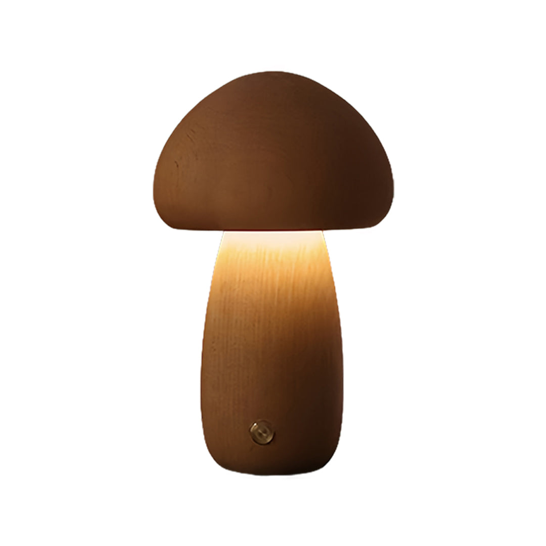 Aurora Wooden Mushroom Table Lamp with Touch Dimming