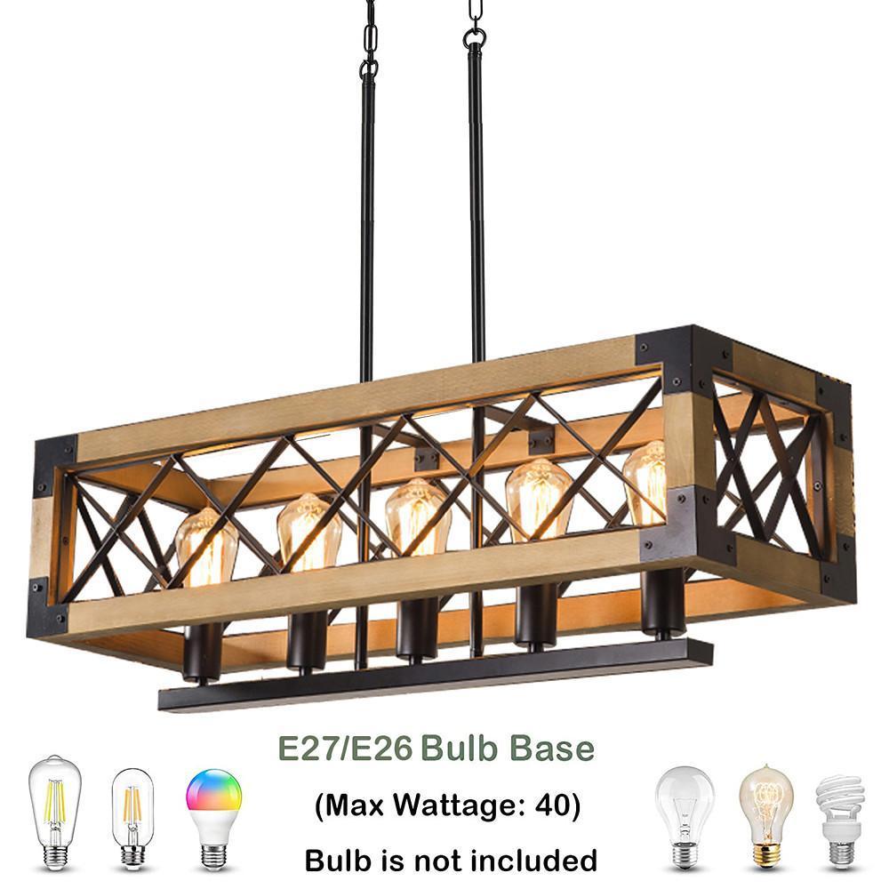 Rustic Industrial Linear Chandelier For Dining Rooms Farmhouse Rectangular Square Light Fixture