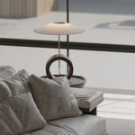 Nordic Walnut Wood Table Lamp with Beige Fabric Shade