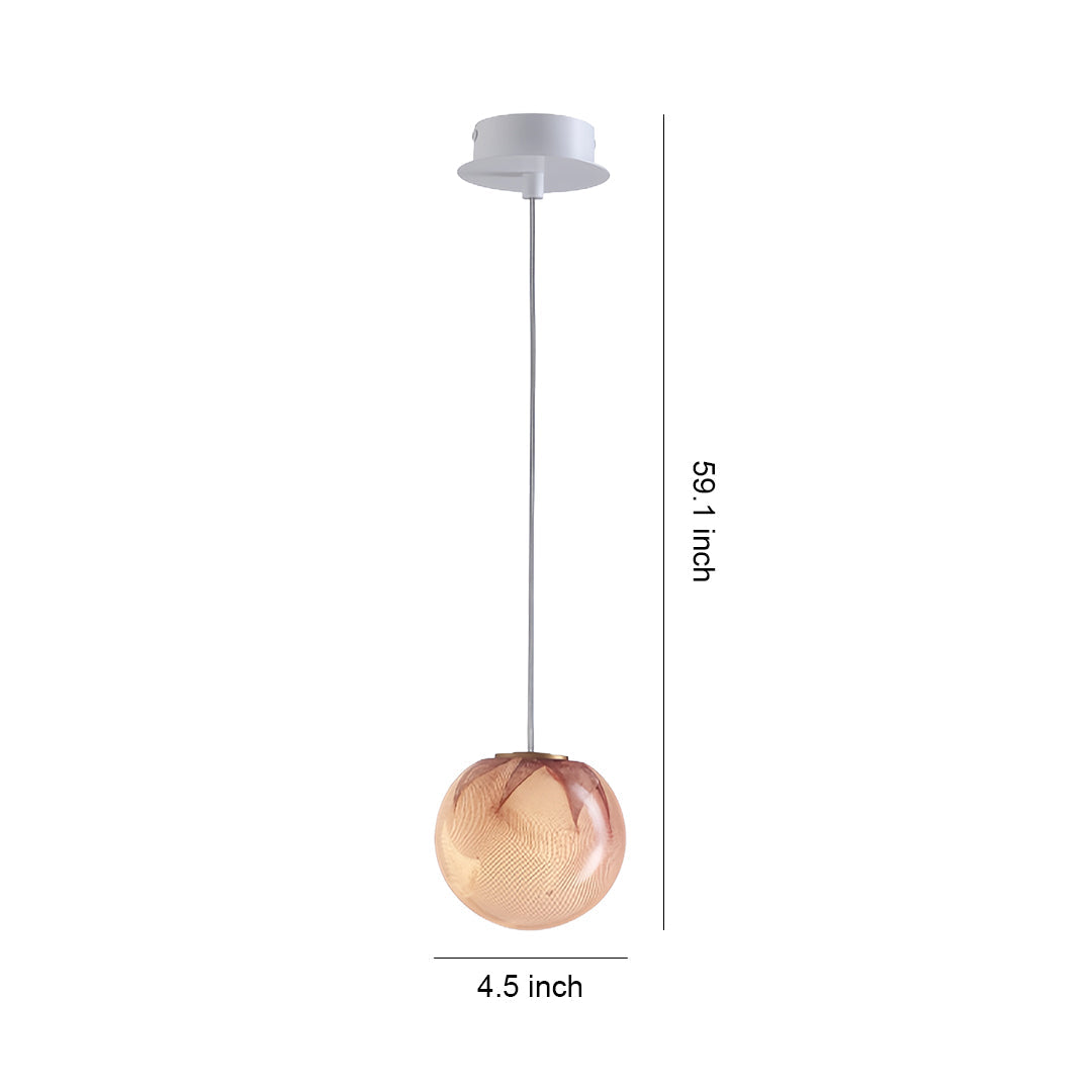 Aurelia Glass Globe Pendant Light in Purple Metal for Modern Interiors