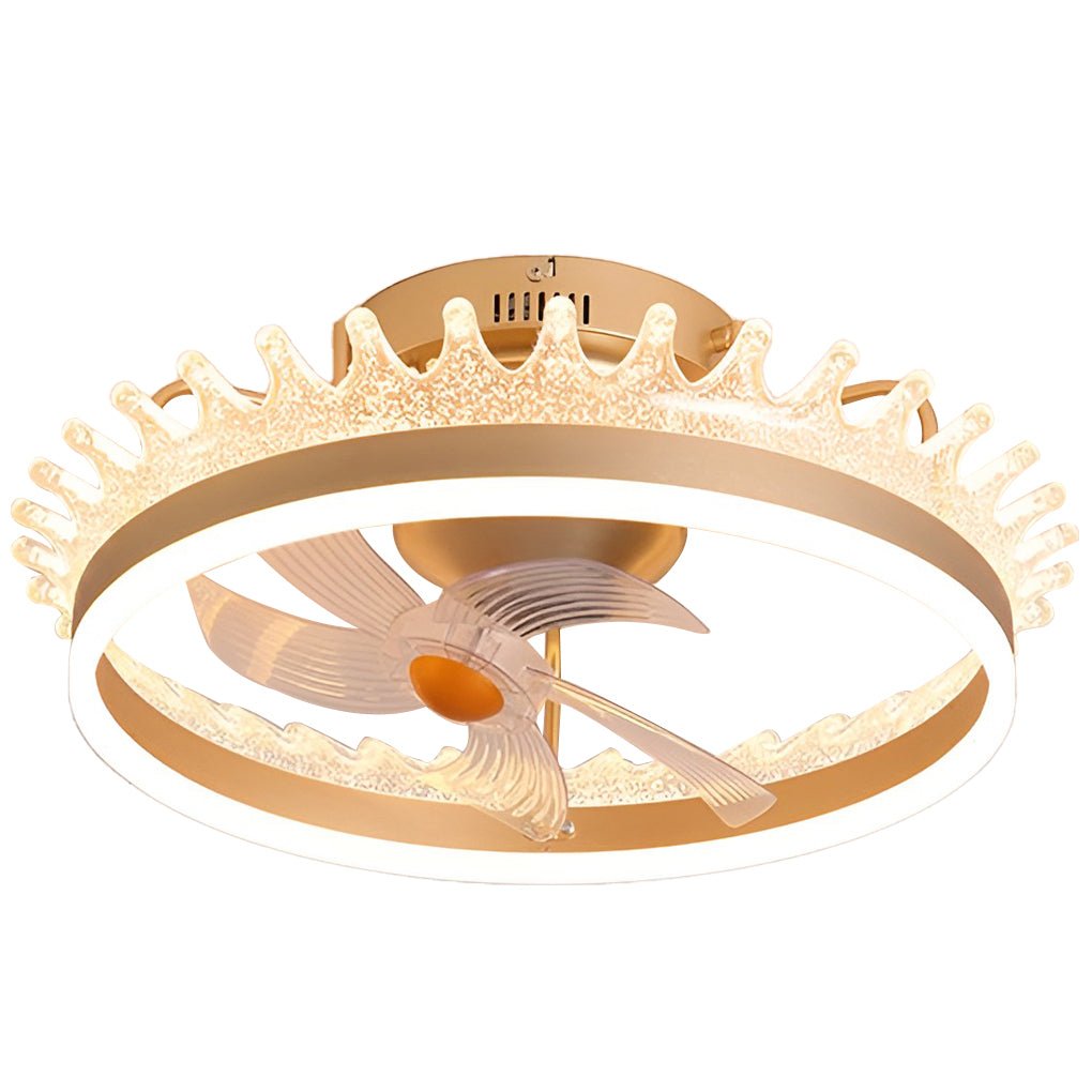 Round Dimmable Led Silent Ceiling Fan Light With Remote Control
