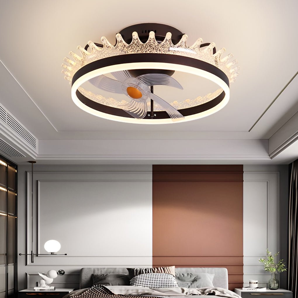 Round Dimmable Led Silent Ceiling Fan Light With Remote Control