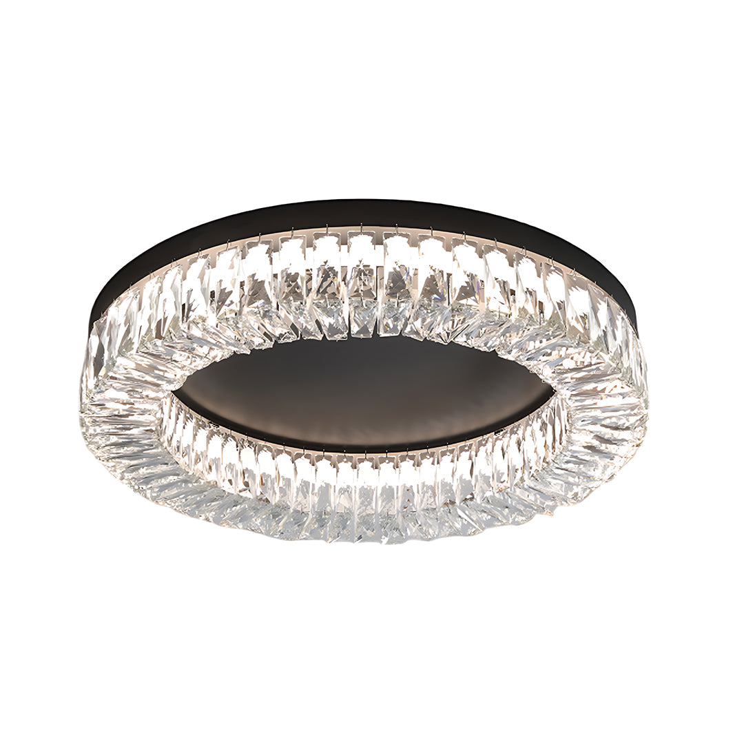 Nero Round LED Flush Mount Ceiling Light with Crystal Accents