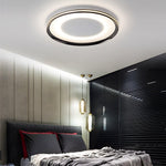 Round LED Flush Ceiling Light in Matte Black with Layered Halo Illumination