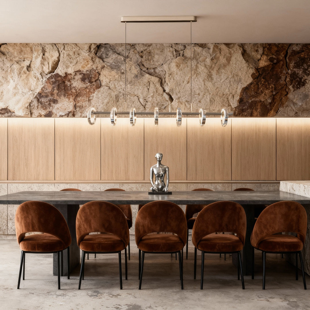Italian Linear LED Pendant Light with Adjustable Gold Chain