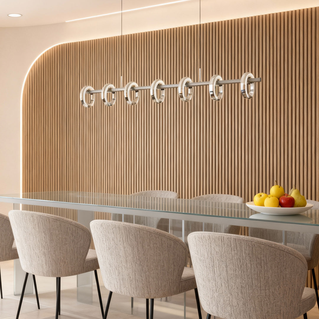 Italian Linear LED Pendant Light with Adjustable Gold Chain