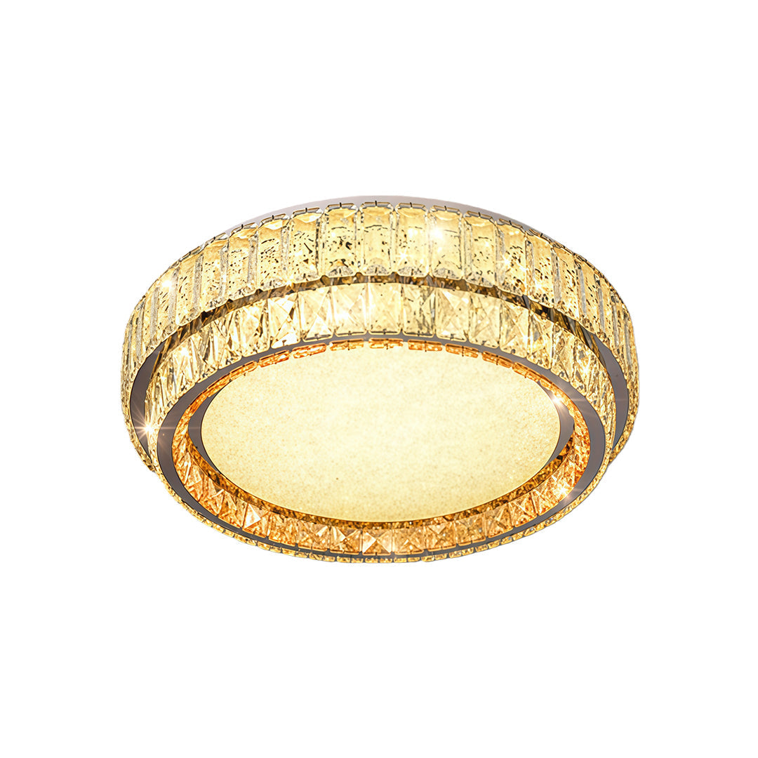 Lumina Crystal Flush Mount Ceiling Light – Full Spectrum LED, Chrome & Stainless Steel