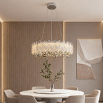 Champagne Gold Crystal Chandelier with Adjustable Chain, French Palace Style Ceiling Light