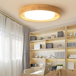Round Dimmable Led Wooden Nordic Ceiling Lights Fixture Flush Mount Ceiling Lamp