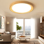 Round Dimmable Led Wooden Nordic Ceiling Lights Fixture Flush Mount Ceiling Lamp