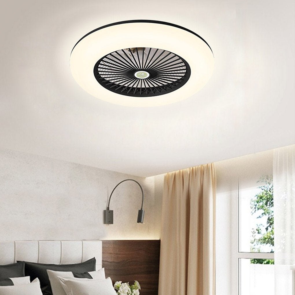 Lumina Round Flush Mount LED Ceiling Fan with Remote – Modern Bladeless Design