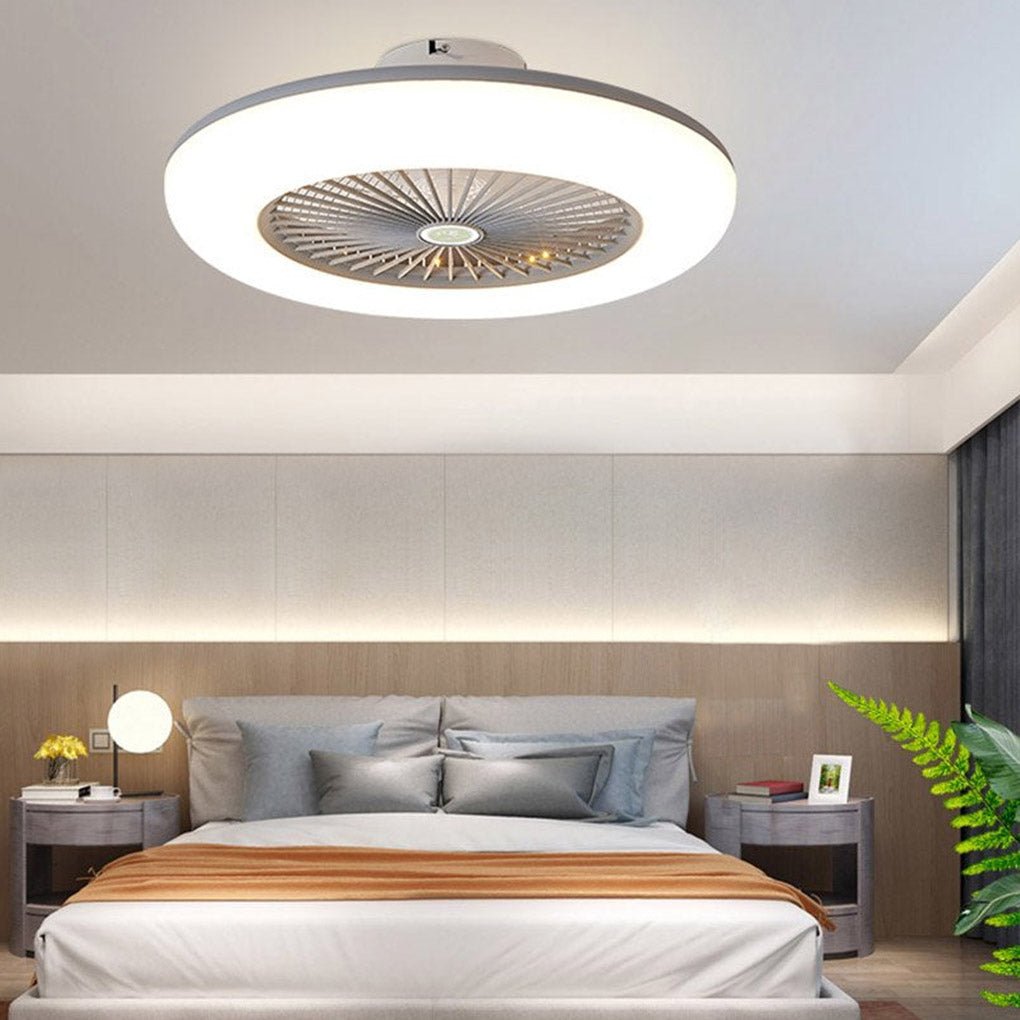 Lumina Round Flush Mount LED Ceiling Fan with Remote – Modern Bladeless Design
