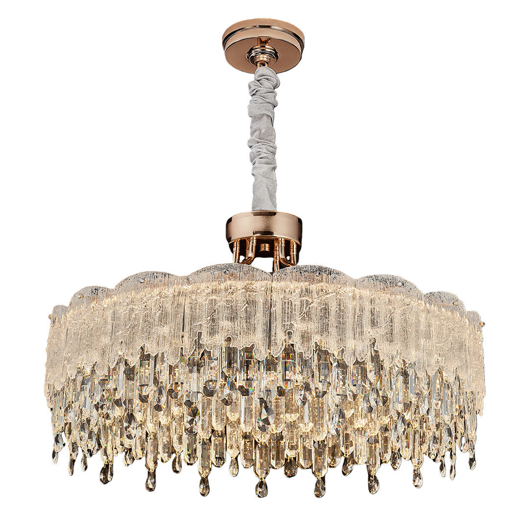 French Crystal Glass Fringe Chandelier | Luxury LED Ceiling Light