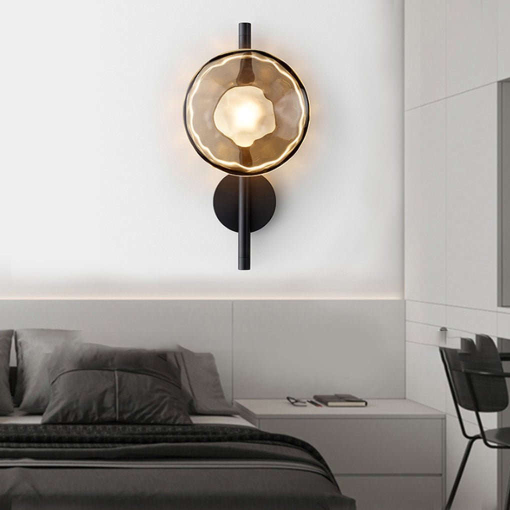 Round Glass Shell Design Wall Sconce Modern Bedside Study Wall Lamp