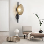 Round Glass Shell Design Wall Sconce Modern Bedside Study Wall Lamp