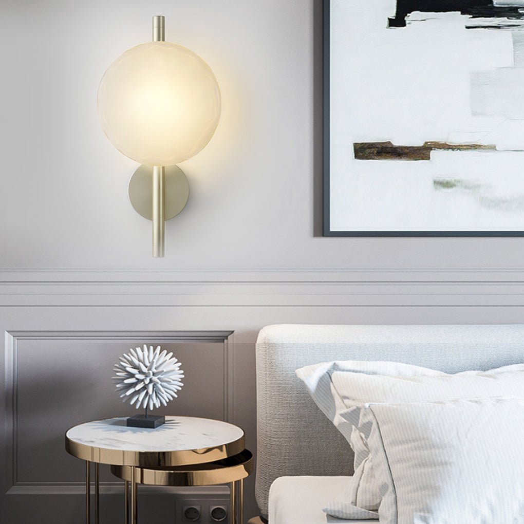 Round Glass Shell Design Wall Sconce Modern Bedside Study Wall Lamp