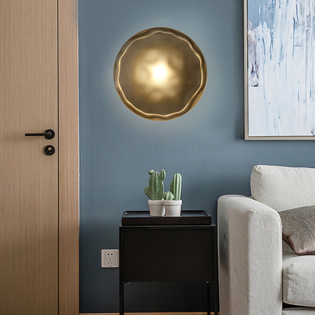 Round Glass Shell Design Wall Sconce Modern Bedside Study Wall Lamp