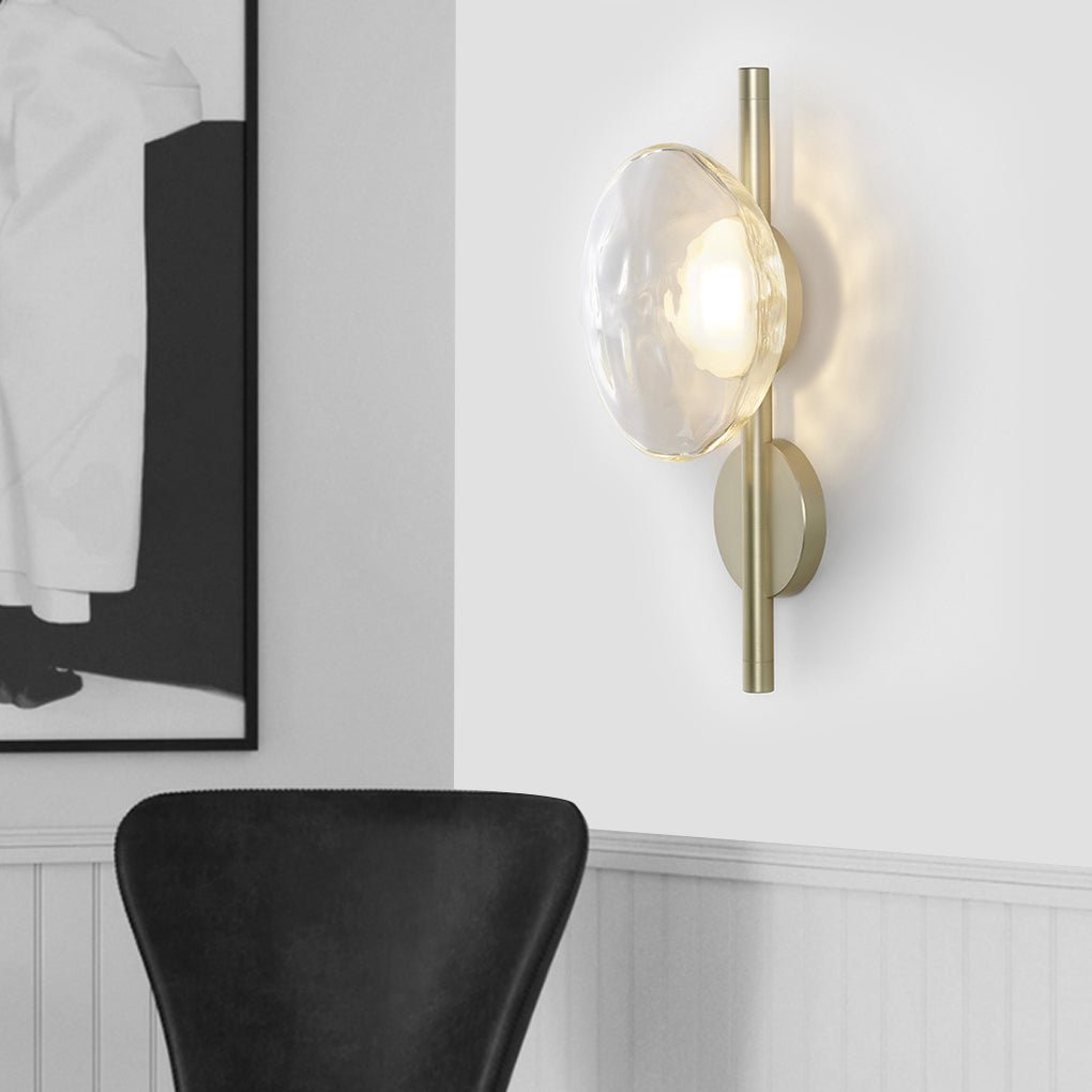 Round Glass Shell Design Wall Sconce Modern Bedside Study Wall Lamp