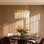 French Minimalist Crystal Chandelier in Champagne Gold Finish