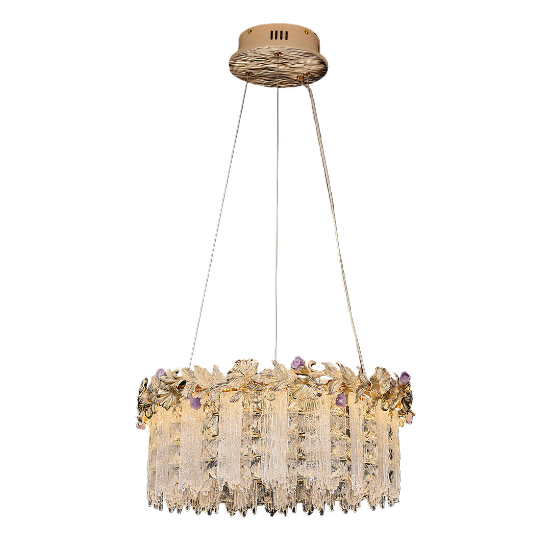 French Minimalist Crystal Chandelier in Champagne Gold Finish