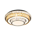 Crystal Flush Mount Ceiling Light with Chrome Frame, Modern LED Ceiling Lamp