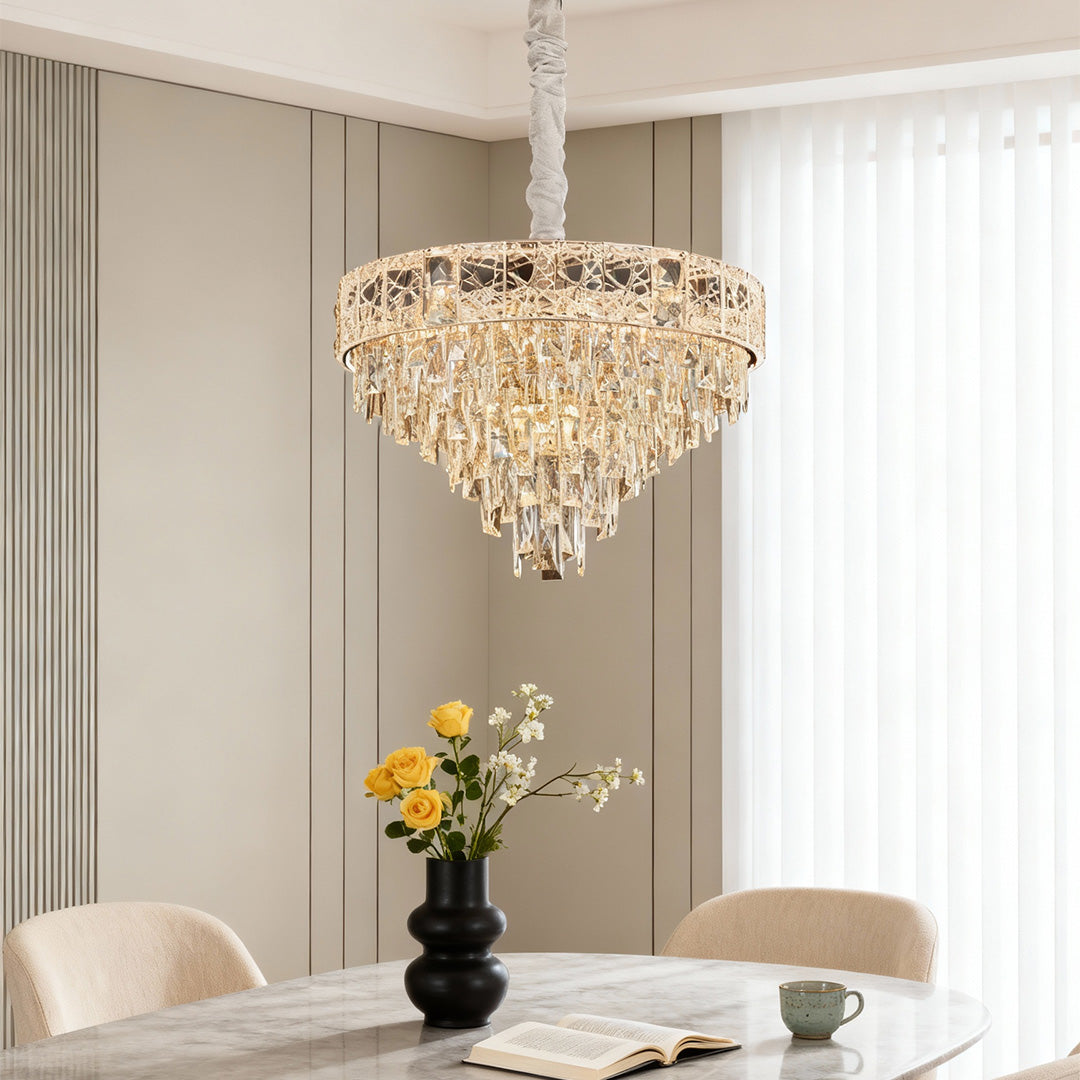 Aurelia Crystal Chandelier – European Luxury Gold Pendant Light