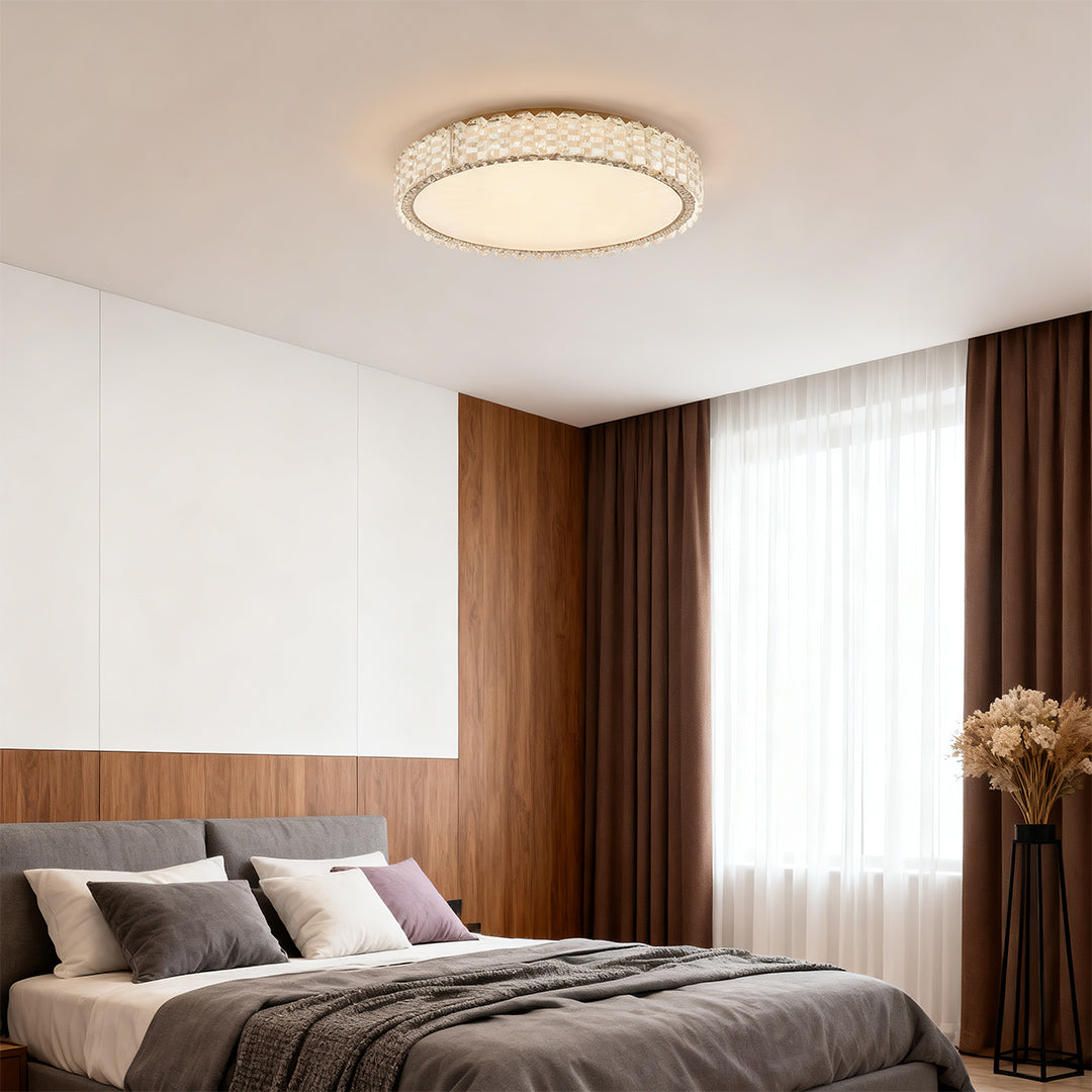 Luxury Crystal LED Flush Mount Ceiling Light in Chrome