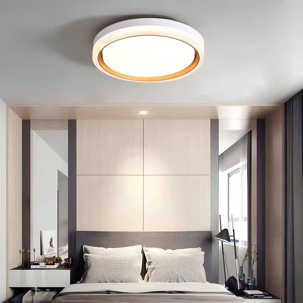 Modern Round LED Flush Mount Ceiling Light with Dimmable Remote