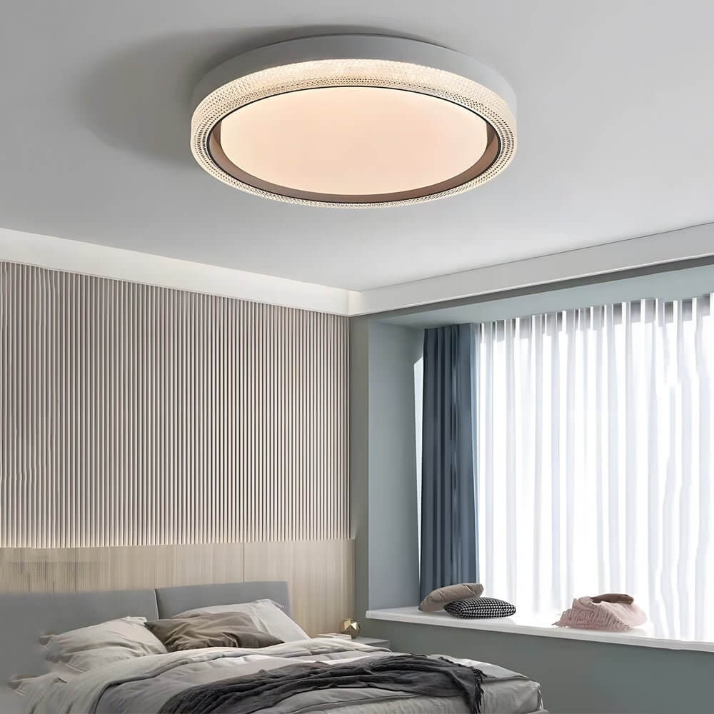 Modern Round LED Flush Mount Ceiling Light with Dimmable Remote