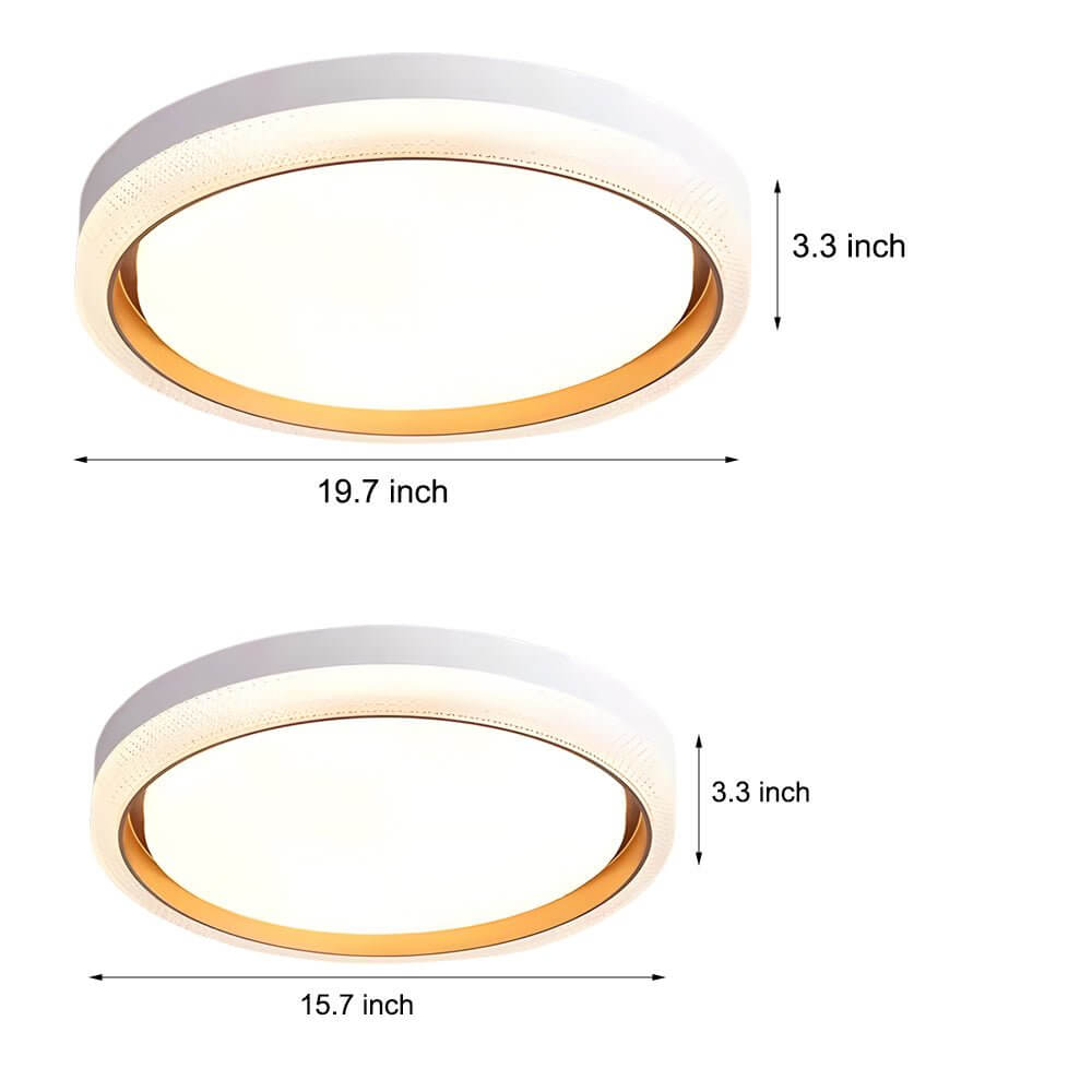 Modern Round LED Flush Mount Ceiling Light with Dimmable Remote