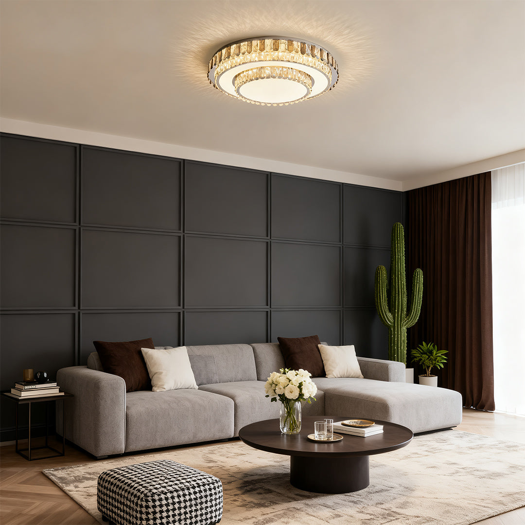 Lumina Crystal Flush Mount Ceiling Light in Chrome