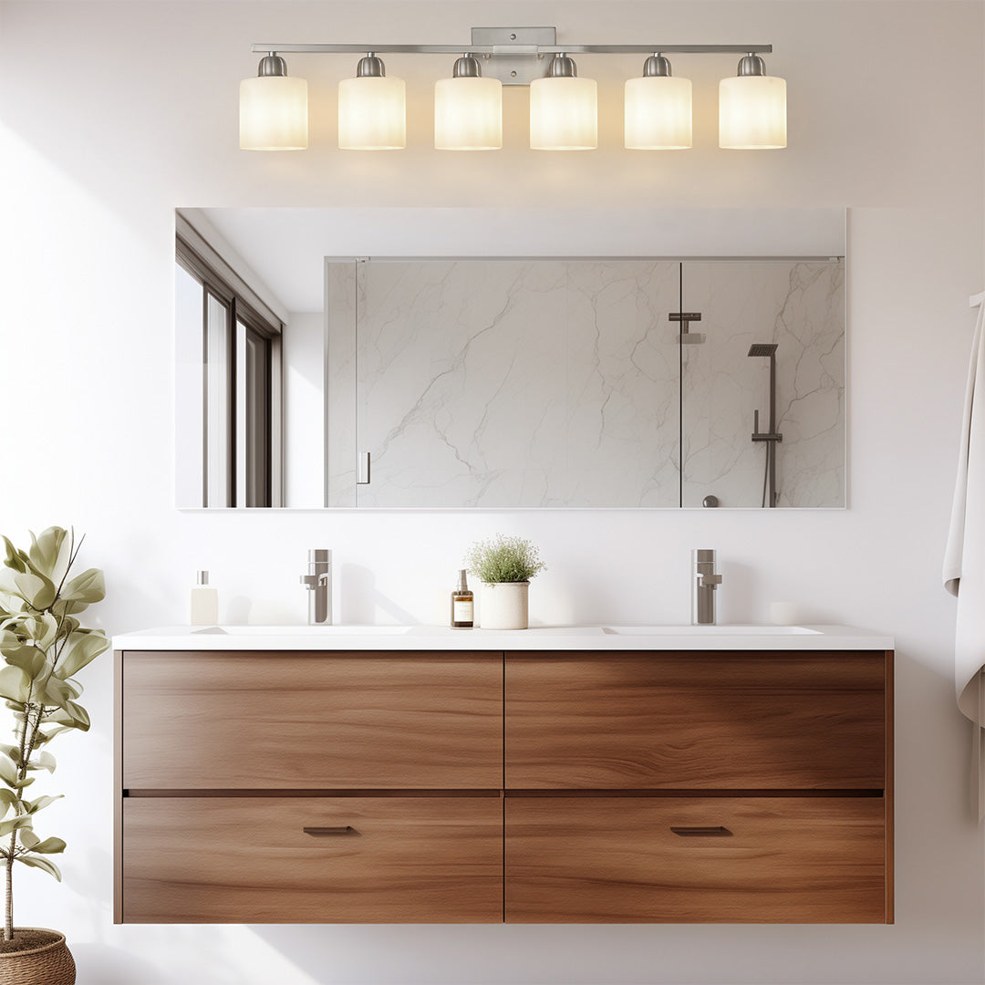 Modern Minimalist Vanity Light for Bathroom Mirror with Glass Shades
