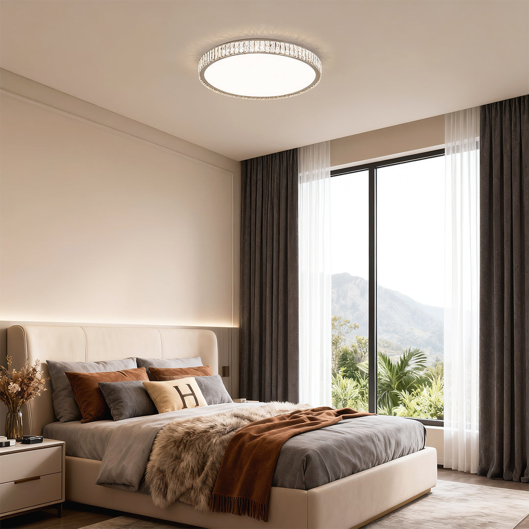 Crystal Flush Mount Ceiling Light Modern Minimalist Chrome LED
